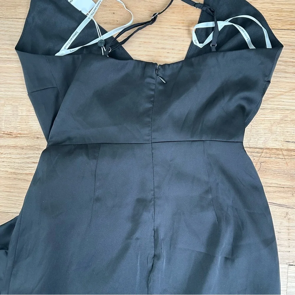 NWT $188 lovers and friends KAMALA MINI DRESS xxs black satin - Picture 11 of 13
